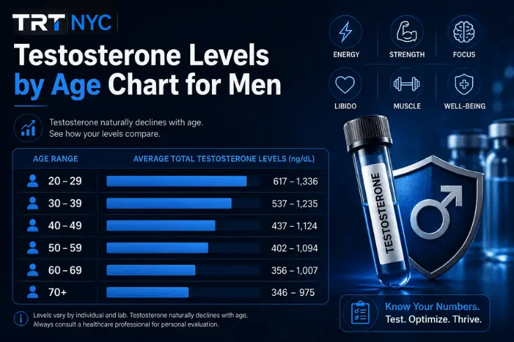 Testosterone Levels by Age Chart for Men (Normal Ranges)