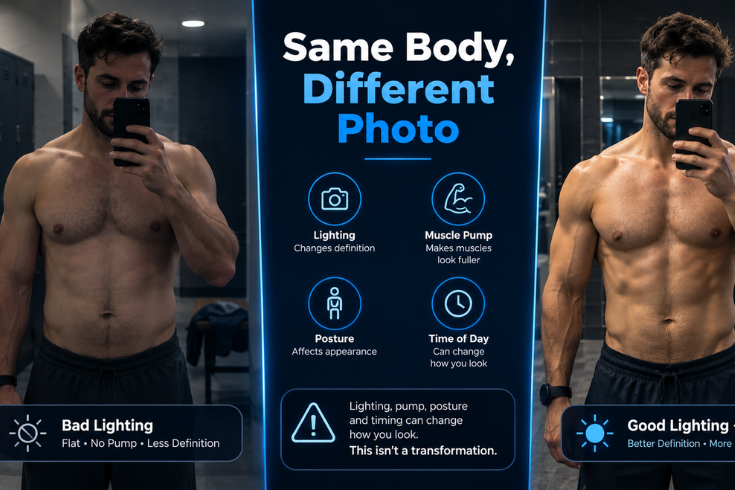 How lighting and pose affect TRT before and after photos